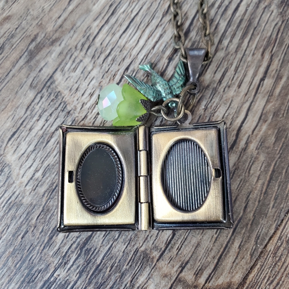 ⭐2/$20 Brass book locket with charms necklace - Picture 3 of 6